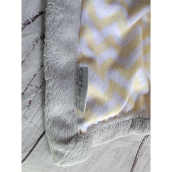 Carters Giraffe Baby Security Blanket Yellow White Grey Chevron Zig Zag Stripes - Picture 2 of 6